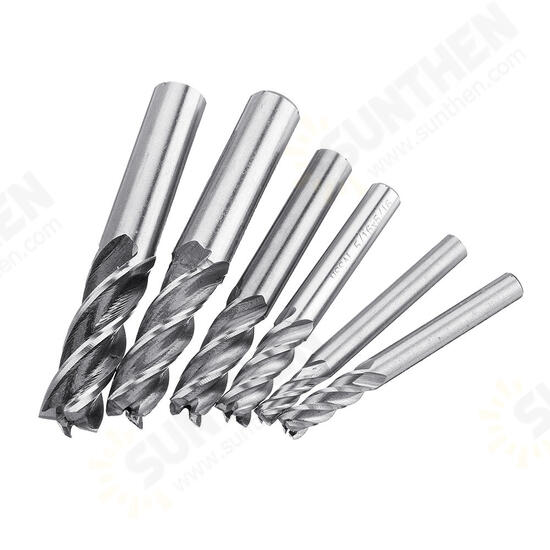 6pcs 3/16-1/2 Inch Imperial Milling Cutter 4 Flutes Spiral CNC End Mill Cutter