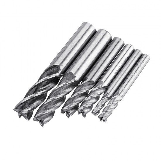 6pcs 3/16-1/2 Inch Imperial Milling Cutter 4 Flutes Spiral CNC End Mill Cutter
