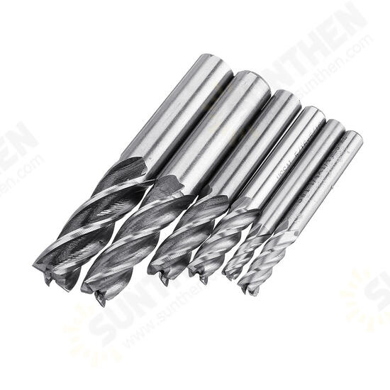 6pcs 3/16-1/2 Inch Imperial Milling Cutter 4 Flutes Spiral CNC End Mill Cutter