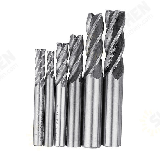 6pcs 3/16-1/2 Inch Imperial Milling Cutter 4 Flutes Spiral CNC End Mill Cutter