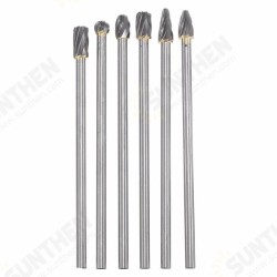 6pcs 6mm Shank Rotary File Burr 10mm Tungsten Carbide Aluminum Cutter
