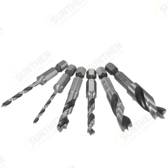 6pcs HSS 4241 Woodworking Drill Bits Set 1/4 Inch Quick Change Hex Shank Stubby Drill Bit 6pcs HSS 4241 Woodworking Drill Bits Set 1/4 Inch Quick Change Hex Shank Stubby Drill Bit