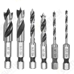 6pcs HSS 4241 Woodworking Drill Bits Set 1/4 Inch Quick Change Hex Shank Stubby Drill Bit