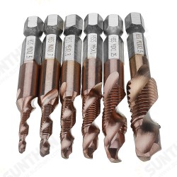 6pcs M3-M10 Combination Drill Tap Bit Set HSS 6542 AlTiN Coated Deburr Countersink Drill Bits 6pcs M3-M10 Combination Drill Tap Bit Set HSS 6542 AlTiN Coated Deburr Countersink Drill Bits