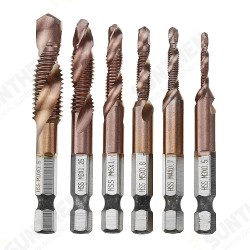 6pcs M3-M10 Combination Drill Tap Bit Set HSS 6542 AlTiN Coated Deburr Countersink Drill Bits 6pcs M3-M10 Combination Drill Tap Bit Set HSS 6542 AlTiN Coated Deburr Countersink Drill Bits