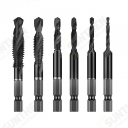 6pcs M3-M10 Combination Drill Tap Bit Set HSS 6542 Deburr Countersink Drill Bits