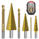 6pcs Step Drill Bits Woodworking Broaching Saw Drill Set HSS 4241 Titanium-plated Step Drill for Metal Wood