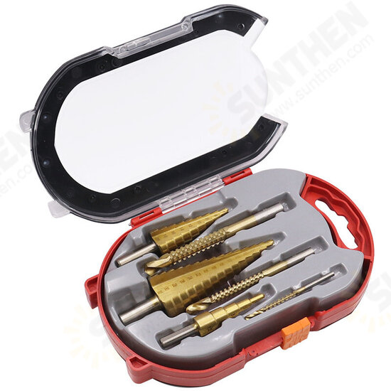 6pcs Step Drill Bits Woodworking Broaching Saw Drill Set HSS 4241 Titanium-plated Step Drill for Metal Wood