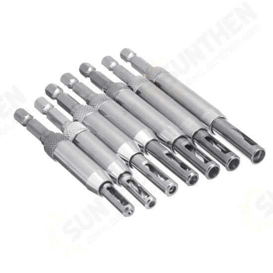 7pcs Self Centering Door Window Hinge Set Twist Wood Drill Bit Hole Puncher