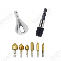 8Pcs Hexagonal Handle Titanium Plated Five-edge Chamfering Knife Reaming Chamferer Shaving Auger Hole Opening Set 8Pcs Hexagonal Handle Titanium Plated Five-edge Chamfering Knife Reaming Chamferer Shaving Auger Hole Opening Set