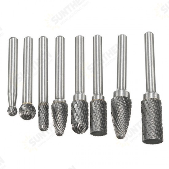 8pcs Carbide Rotary Burr Set 1/4 Inch Shank File Power Tool 8pcs Carbide Rotary Burr Set 1/4 Inch Shank File Power Tool
