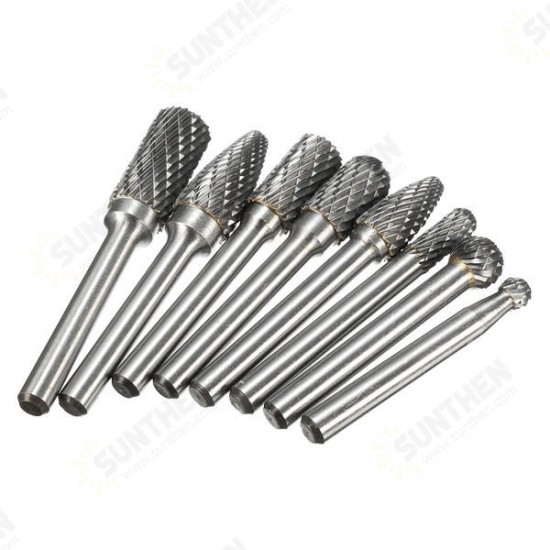8pcs Carbide Rotary Burr Set 1/4 Inch Shank File Power Tool 8pcs Carbide Rotary Burr Set 1/4 Inch Shank File Power Tool