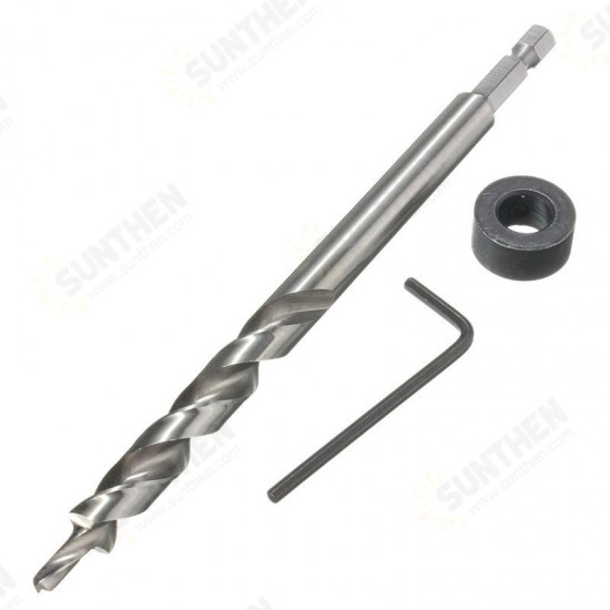 9.5mm Twist Step Drill Bit With Depth Stop Collar for Pocket Hole Jig Kit