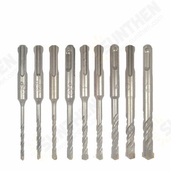 9Pcs Drill Bit Double SDS Plus Slot Electric Hammer Drill Bits Set 110mm Metal HSS Drill Set For Electric Drills Cutting