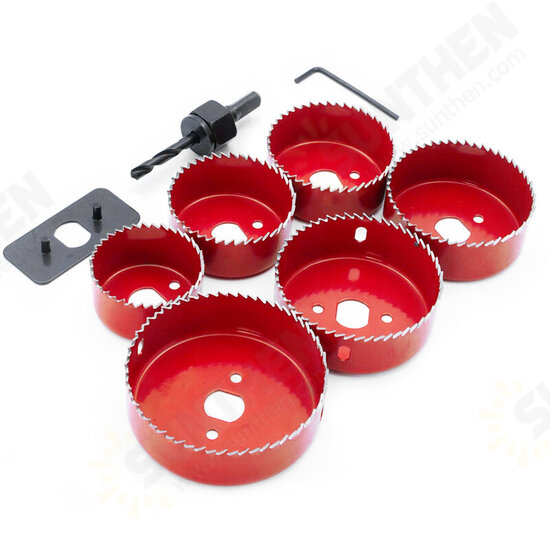 9pcs 51-89mm Hole Saw Cutter Set with Drill Head Anti-slip Fixing Plate Hexagon Shank Arbor