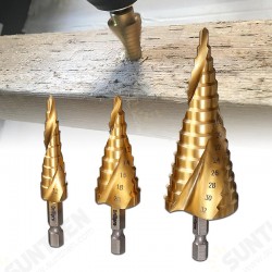 DB-S1 3Pcs 4-12/4-20/4-32 HSS Spiral Grooved Step Drill Bit DB-S1 3Pcs 4-12/4-20/4-32 HSS Spiral Grooved Step Drill Bit
