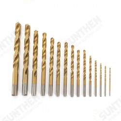 15pcs 1.5-10mm Twist Drill Bits Titanium Coated HSS Twist Drill 15pcs 1.5-10mm Twist Drill Bits Titanium Coated HSS Twist Drill