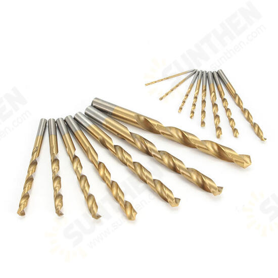 15pcs 1.5-10mm Twist Drill Bits Titanium Coated HSS Twist Drill 15pcs 1.5-10mm Twist Drill Bits Titanium Coated HSS Twist Drill