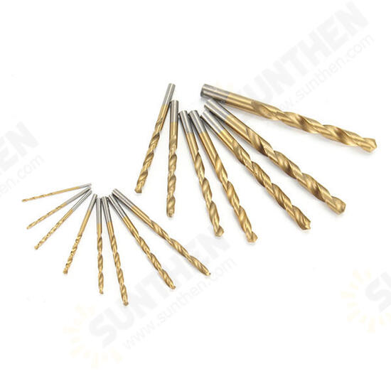15pcs 1.5-10mm Twist Drill Bits Titanium Coated HSS Twist Drill 15pcs 1.5-10mm Twist Drill Bits Titanium Coated HSS Twist Drill