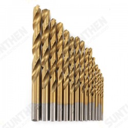 15pcs 1.5-10mm Twist Drill Bits Titanium Coated HSS Twist Drill