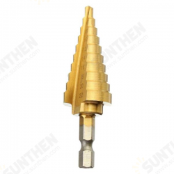4-22mm Hex Shank Step Cone Drill Bit HSS Titanium Coated Hole Cutter 4-22mm Hex Shank Step Cone Drill Bit HSS Titanium Coated Hole Cutter