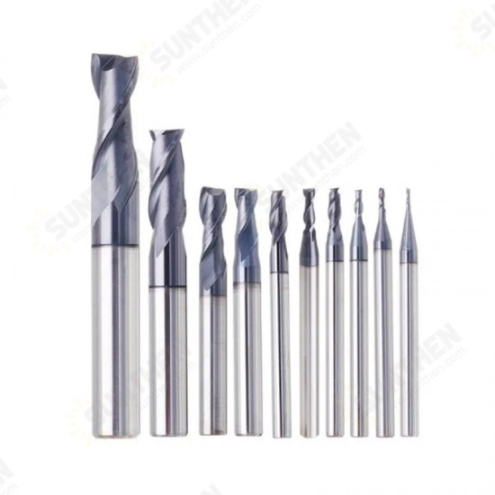 1-20mm 2 Flute End Mill HRC50 Tungsten Steel TiAIN Coat Milling Cutter For CNC Machine