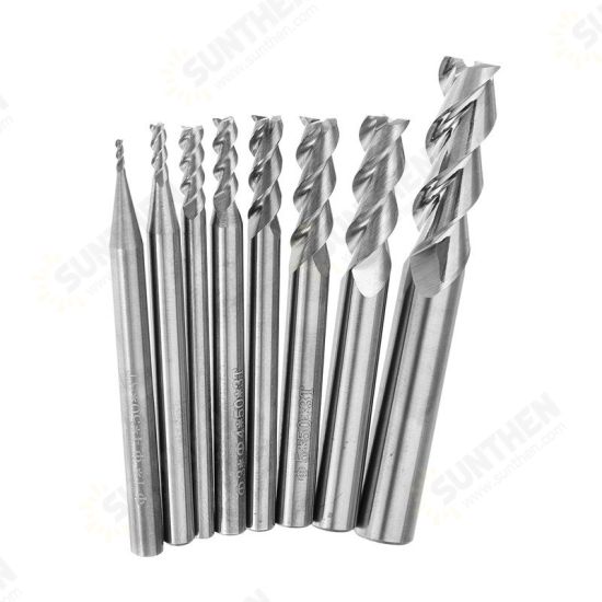 1-8mm HRC58 3 Flutes End Mill Cutter Tungsten Carbide CNC Milling Tool for Aluminum