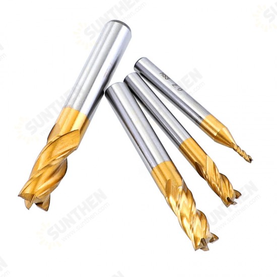 10PCS 2-10mm Titanium Coated HSS 4 Flute End Mill Cutter CNC Drill Bit Milling Cutter Set 10PCS 2-10mm Titanium Coated HSS 4 Flute End Mill Cutter CNC Drill Bit Milling Cutter Set