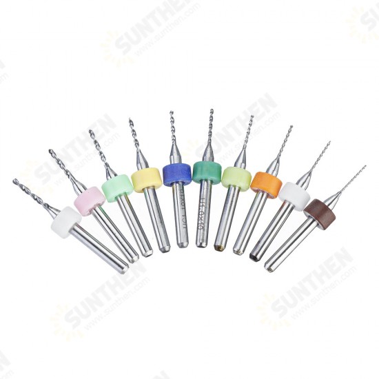 10Pcs 0.6mm-1.5mm Tungsten Carbide PCB Drill Bits Print Circuit Board Mini CNC Drilling Bit Set