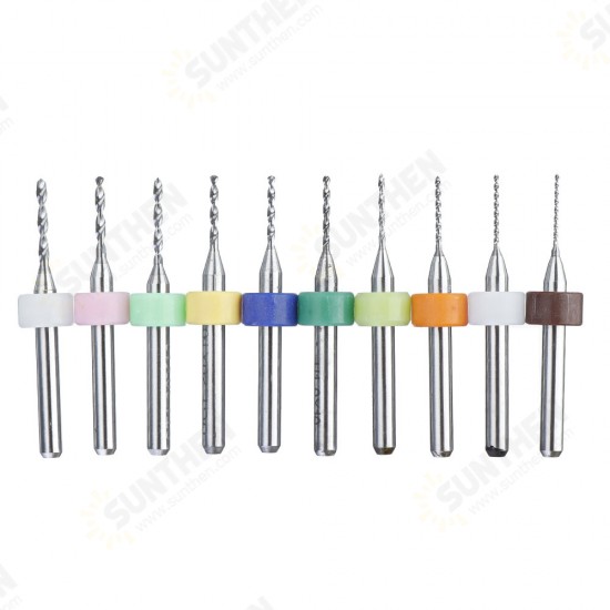 10Pcs 0.6mm-1.5mm Tungsten Carbide PCB Drill Bits Print Circuit Board Mini CNC Drilling Bit Set