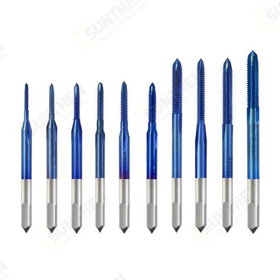 10Pcs Blue Nano Thread Tap M1-M3.5 HSS Metric Plug Tap Screw Tap Drill Machine Tap 10Pcs Blue Nano Thread Tap M1-M3.5 HSS Metric Plug Tap Screw Tap Drill Machine Tap