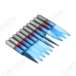 10pcs 0.1-0.7mm 20 Degree Engraving Bit Blue Nano Coated Carbide Flat Bottom PCB Engraving Bit CNC Router Tool