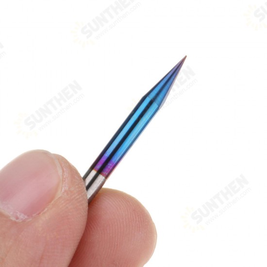 10pcs 0.1-0.7mm 20 Degree Engraving Bit Blue Nano Coated Carbide Flat Bottom PCB Engraving Bit CNC Router Tool