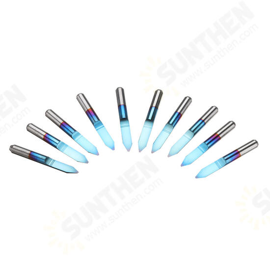 10pcs 0.1/0.2/0.3/0.4/0.5mm 45 Degree Flat Bottom PCB Engraving Bit Blue NANO Coated Carbide CNC Router Tool