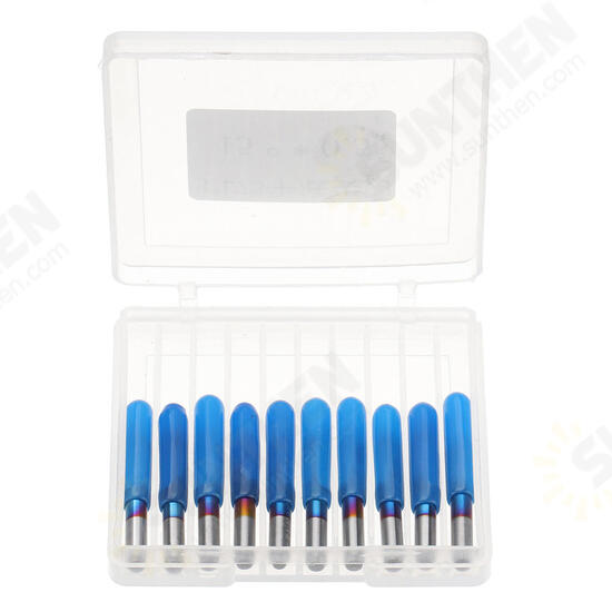 10pcs 0.1/0.2/0.3/0.4/0.5mm 45 Degree Flat Bottom PCB Engraving Bit Blue NANO Coated Carbide CNC Router Tool