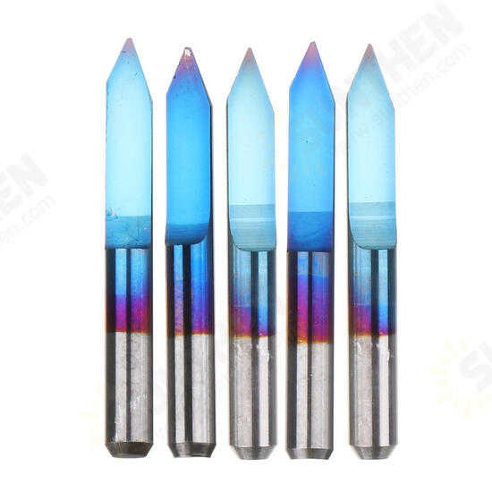 10pcs 0.1/0.2/0.3/0.4/0.5mm 45 Degree Flat Bottom PCB Engraving Bit Blue NANO Coated Carbide CNC Router Tool