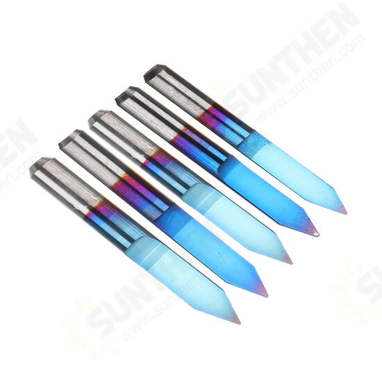 10pcs 0.1/0.2/0.3/0.4/0.5mm 45 Degree Flat Bottom PCB Engraving Bit Blue NANO Coated Carbide CNC Router Tool