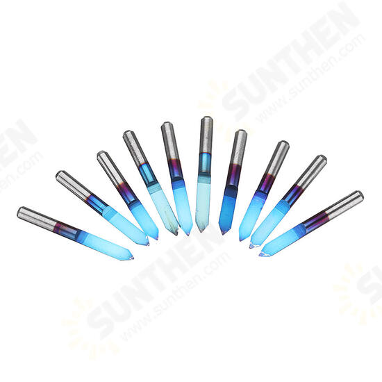 10pcs 0.1/0.2/0.3/0.4mm 60 Degree Engraving Bit Flat Bottom PCB Engraving Bit Blue NANO Coated Carbide CNC Router Tool