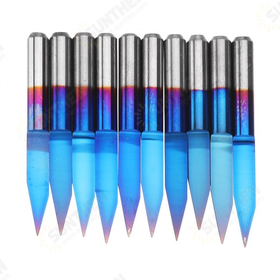 10pcs 0.1/0.2/0.3mm 25 Degree Engraving Bit Blue NANO Coated Carbide Flat Bottom PCB Engraving Bit CNC Router Tool 10pcs 0.1/0.2/0.3mm 25 Degree Engraving Bit Blue NANO Coated Carbide Flat Bottom PCB Engraving Bit CNC Router Tool