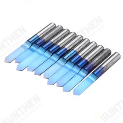 10pcs 0.1/0.2/0.3mm 90 Degree Engraving Bit Blue NANO Coated Flat Bottom PCB Engraving Bit Carbide CNC Router Tool