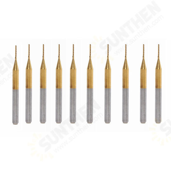 10pcs 0.8mm Titanium Coated Engraving Milling Cutter Carbide End Mill Rotary Burr