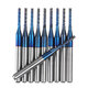 10pcs 1.1-1.5mm Blue NACO Coated PCB Bits Carbide Engraving Milling Cutter For CNC Tool Rotary Burrs