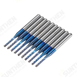 10pcs 1.1-1.5mm Blue NACO Coated PCB Bits Carbide Engraving Milling Cutter For CNC Tool Rotary Burrs