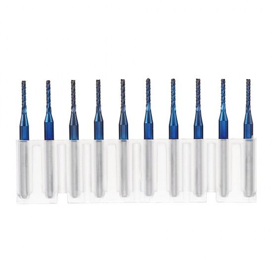 10pcs 1.7-2.0mm Blue NACO Coated PCB Bit Carbide Engraving Milling Cutter For CNC Tool Rotary Burrs