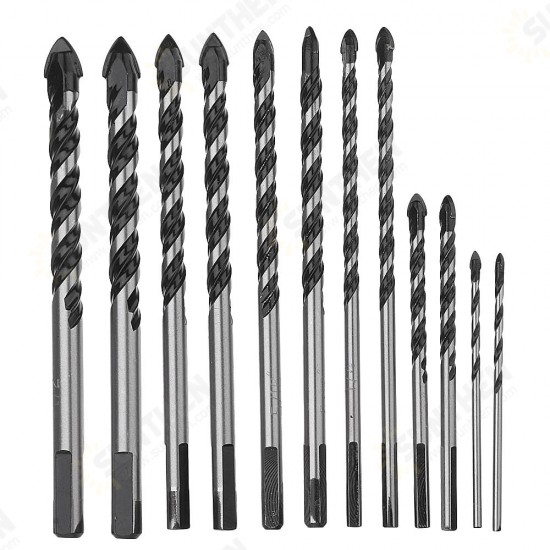 10pcs 1/8 1/4 5/16 3/8 1/2 Masonry Drill Bits Twist Drill Set for Tile Brick Cement Concrete