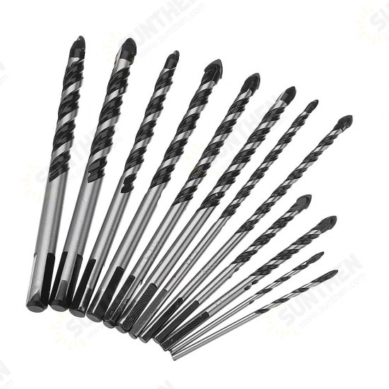 10pcs 1/8 1/4 5/16 3/8 1/2 Masonry Drill Bits Twist Drill Set for Tile Brick Cement Concrete