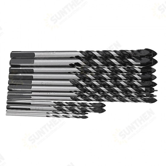 10pcs 1/8 1/4 5/16 3/8 1/2 Masonry Drill Bits Twist Drill Set for Tile Brick Cement Concrete