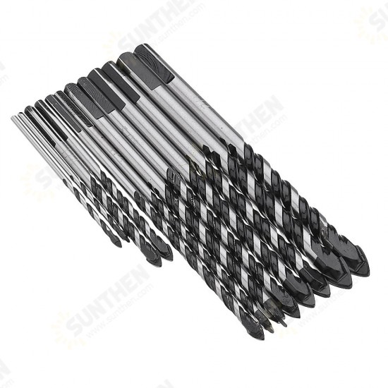 10pcs 1/8 1/4 5/16 3/8 1/2 Masonry Drill Bits Twist Drill Set for Tile Brick Cement Concrete