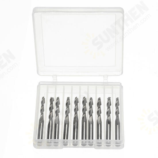 10pcs 1/8 Inch Shank Spiral Ball Nose End Mill 22mm Cutting Length CNC Milling Cutter