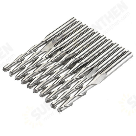 10pcs 1/8 Inch Shank Spiral Ball Nose End Mill 22mm Cutting Length CNC Milling Cutter